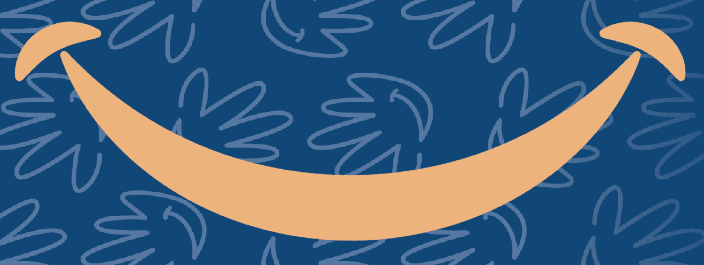 Illustration d'un sourire de l'agence OLA sur un fond mosaïque bleu du symbole filaire de la marque
